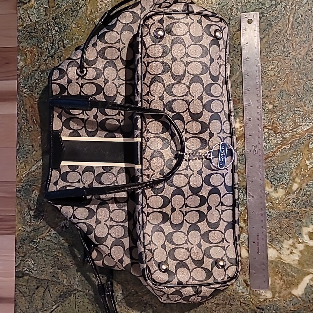 Coach Black and Gray Signature Shoulder Bag